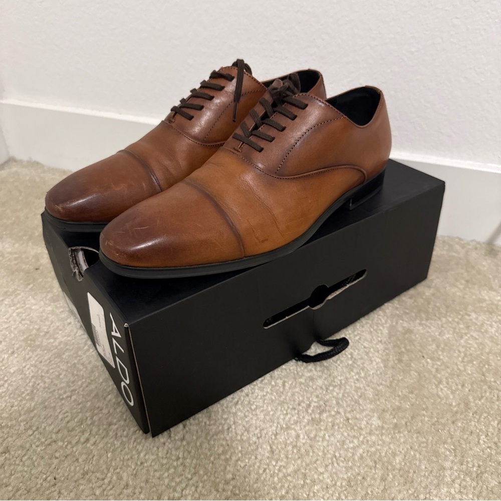 Aldo Men's Brown Leather Dress Shoes